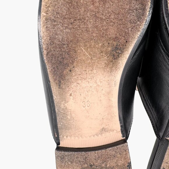 Gucci Princetown Horsebit Loafer Mule EU 38 US 8 Black Leather Flat Web Stripe - Picture 12 of 13